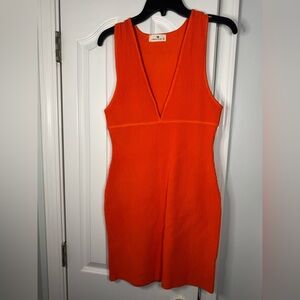 H&M Bold Orange Ribbed Mini Dress